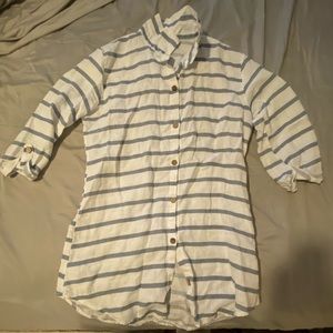 Viorga Borghi blue white striped linen shirt tunic